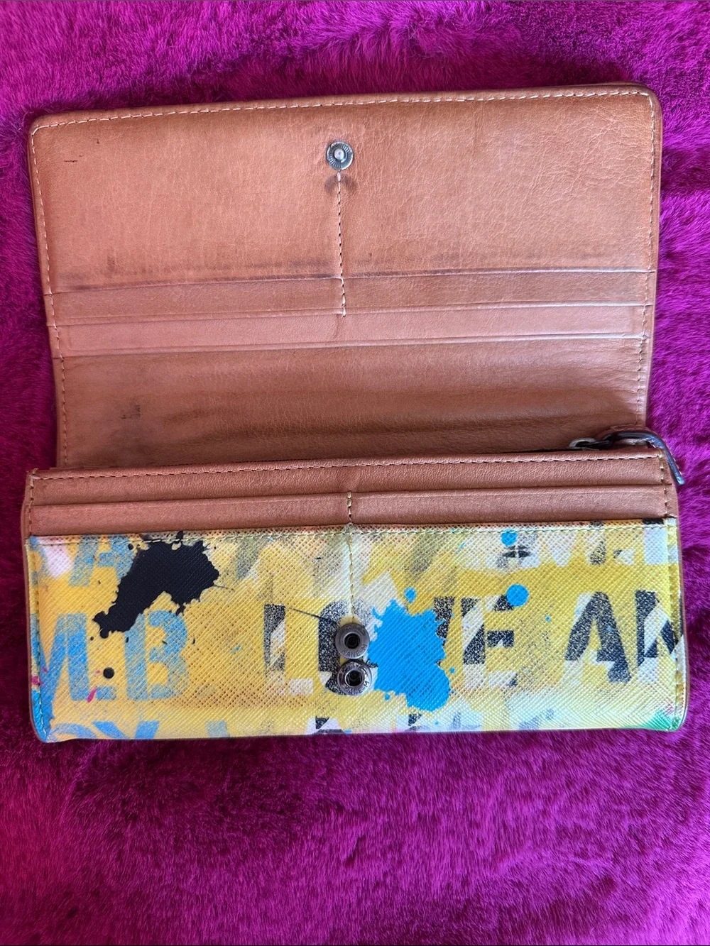 L.A.M.B. Pink Multi-Hued Graffiti Print Wallet